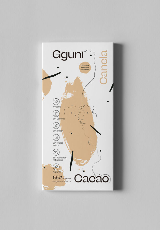 65% Chocolate with Cinnamon, sweetened with dates. Vegan friendly.
